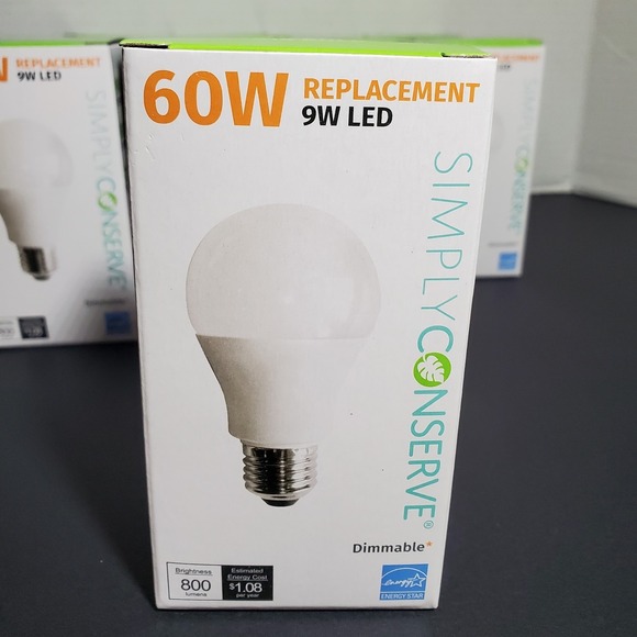 16 Simply Conserve 9W Light Bulbs Dimmable A19 LED Soft White 60 Watt Equivalent - Picture 3 of 8